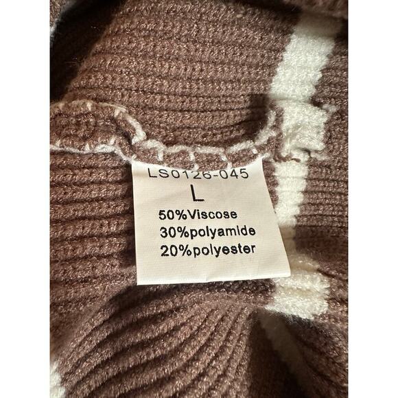 Lillusory Womens Stretch Knit Button Front Striped Cardigan Sweater Size L Brown - Picture 8 of 8
